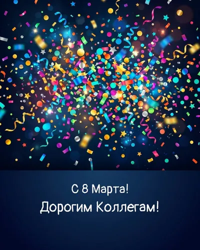 открытка с 8 марта! дорогим коллегам! — bright confetti 13